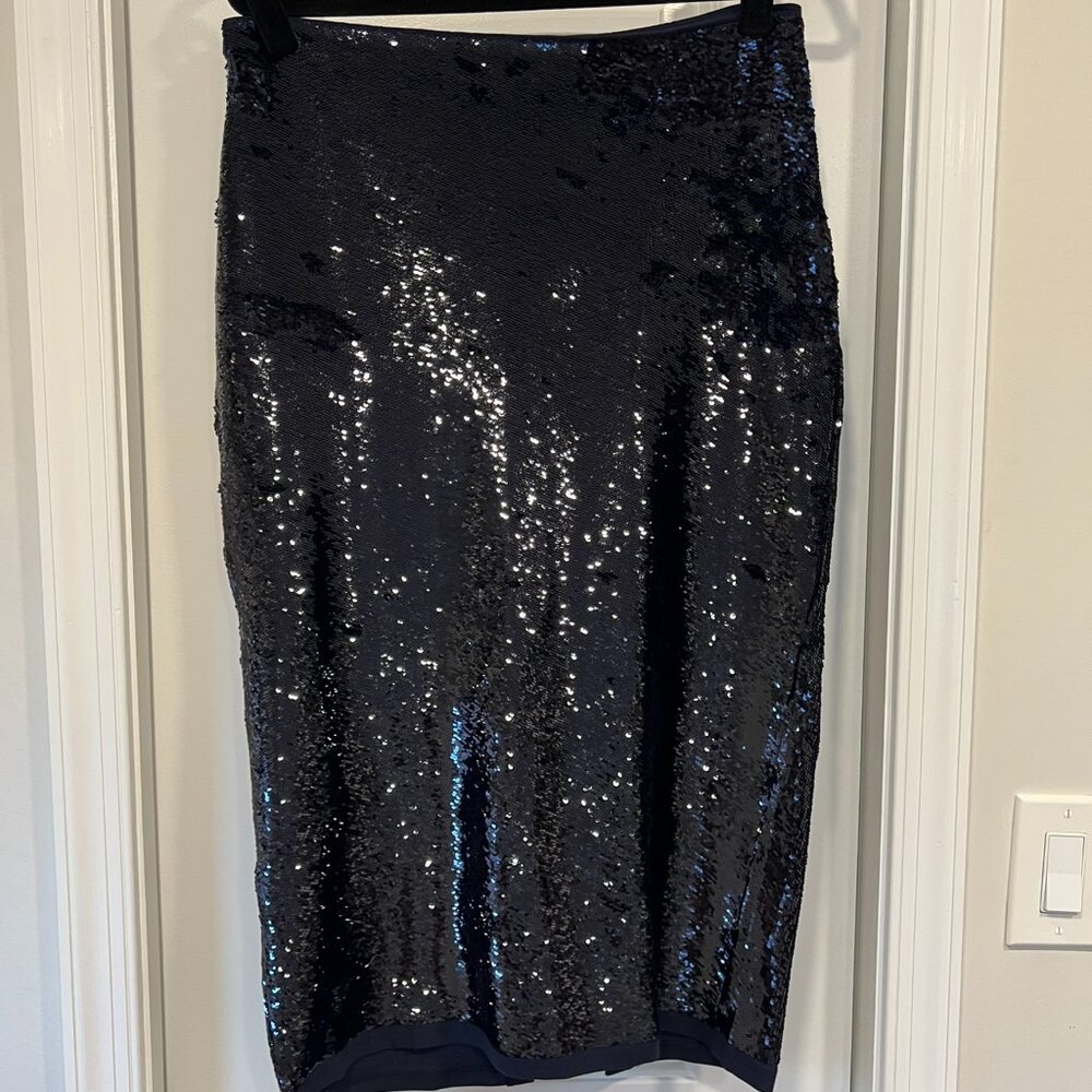 JCrew Collection Sequin Pencil Skirt in Navy
